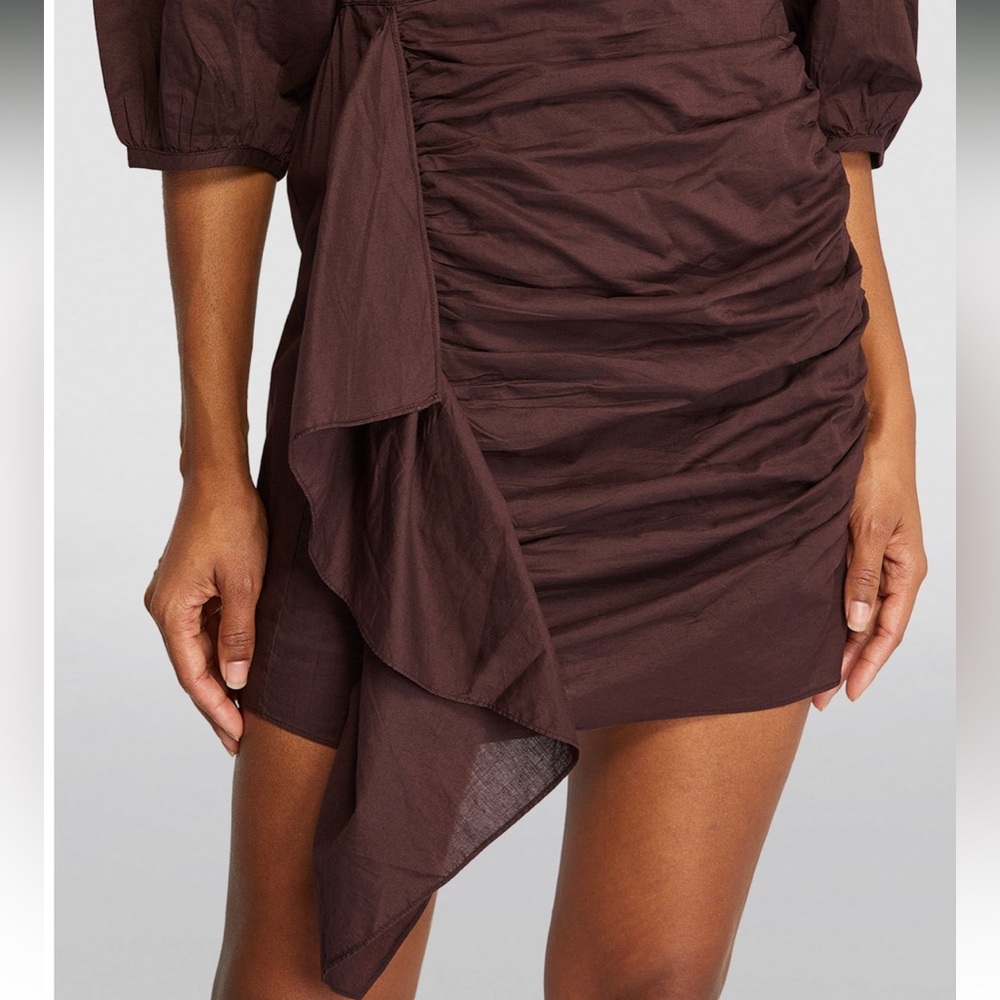 RHODE Chocolate Ruched Mini Dress - Picture 8 of 13